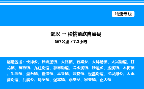 武漢到松桃縣物流專線-武漢至松桃縣貨運公司