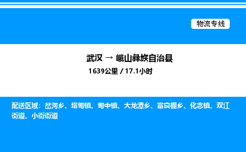 武漢到峨山縣物流專線-武漢至峨山縣貨運(yùn)公司